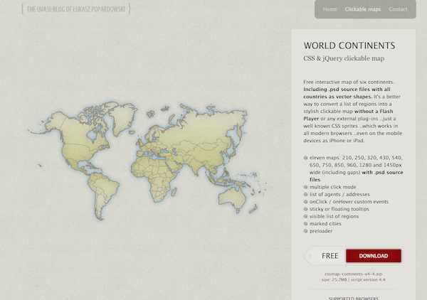 CSSで世界地図を作ることが出来る Clickable Maps がくそ便利で泣きそう。